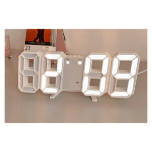 RELOJ DESPERTADOR DE MESA 3D BLANCO