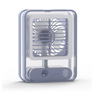VENTILADOR DE ESCRITORIO CON PULVERIZADOR Y LUZ LED