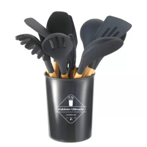 SET UTENSILIOS DE SILICONA ANTIADHERENTES 11 PIEZAS - NEGRO