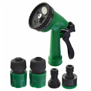 SET PISTOLA DE RIEGO JARDIN CON 4 CONECTORES