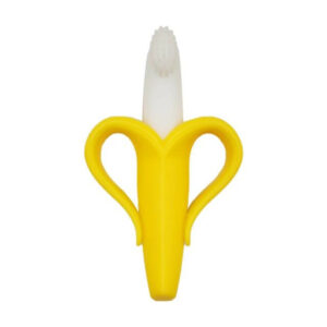 MORDEDOR DE ENCIA CON CEPILLO PARA BEBE BANANA AMARILLO