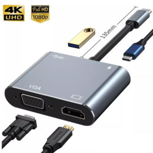 ADAPTADOR 4 EN 1 USB C HUB A VGA HDMI