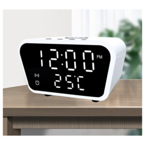 RELOJ DIGITAL CON CARGADOR INALAMBRICO BLANCO