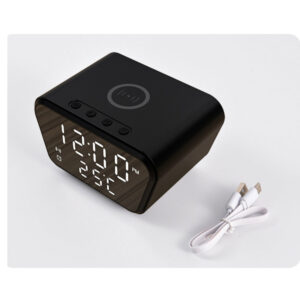 RELOJ DIGITAL CON CARGADOR INALAMBRICO NEGRO
