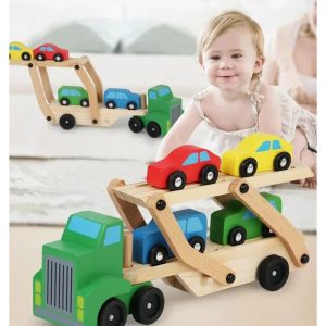 CAMION CON REMOLQUE Y AUTITOS MONTESSORI